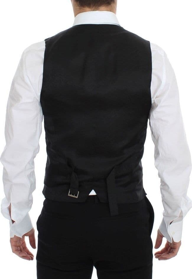 Blue Wool Formal Dress Vest Gilet - 3