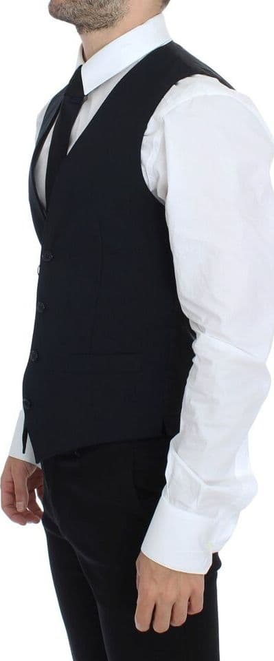 Blue Wool Formal Dress Vest Gilet - 4