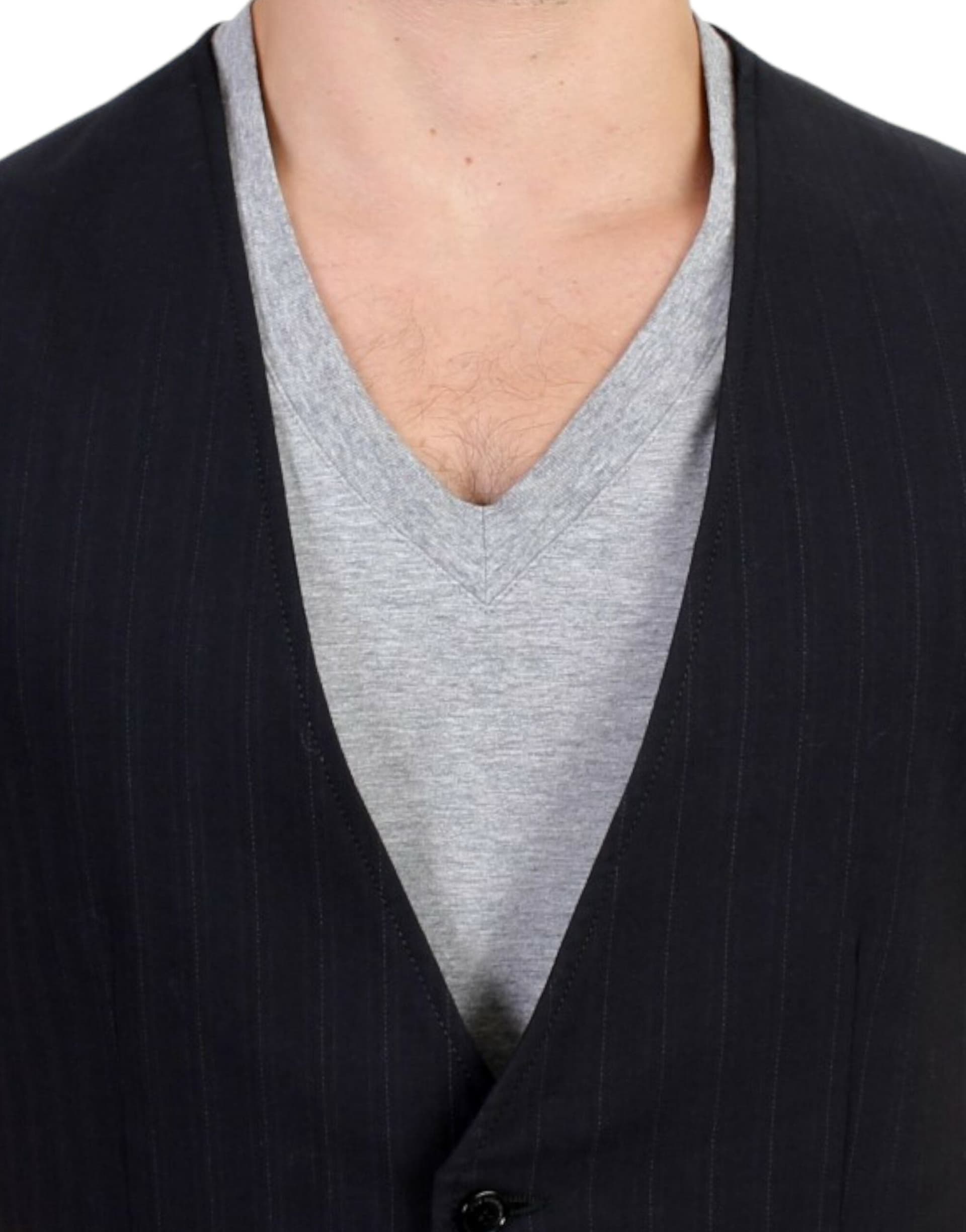 Black striped cotton casual vest - 4