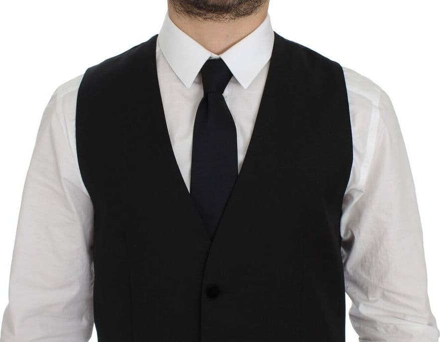 Black Wool Formal Dress Vest Gilet Weste - 5