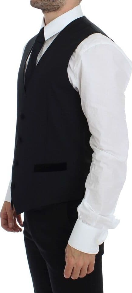Black Wool Formal Dress Vest Gilet Weste - 7