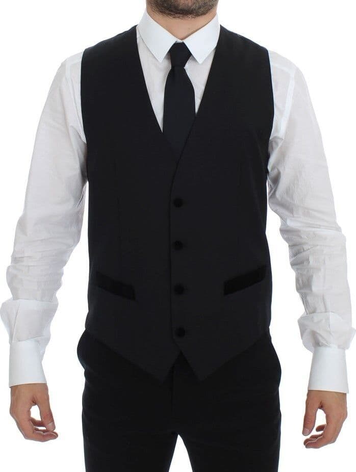 Black Wool Formal Dress Vest Gilet Weste - 8