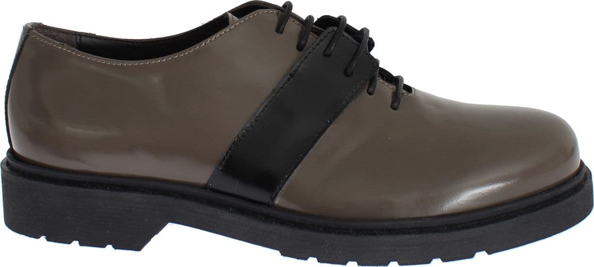 Gray Brown Leather Laceups Shoes - 5