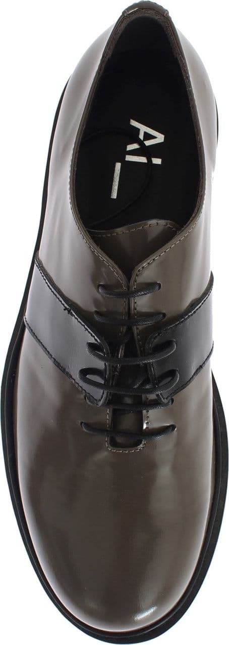 Gray Brown Leather Laceups Shoes - 7