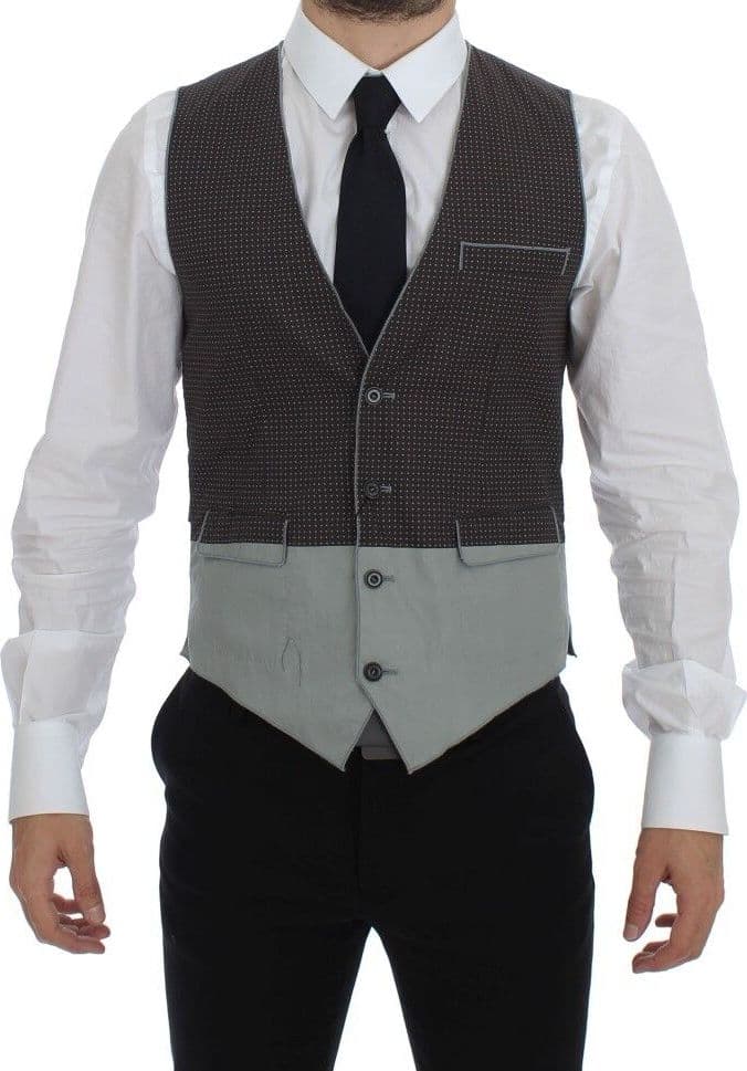 Gray Polka Dot Dress Vest Gilet Weste - 6