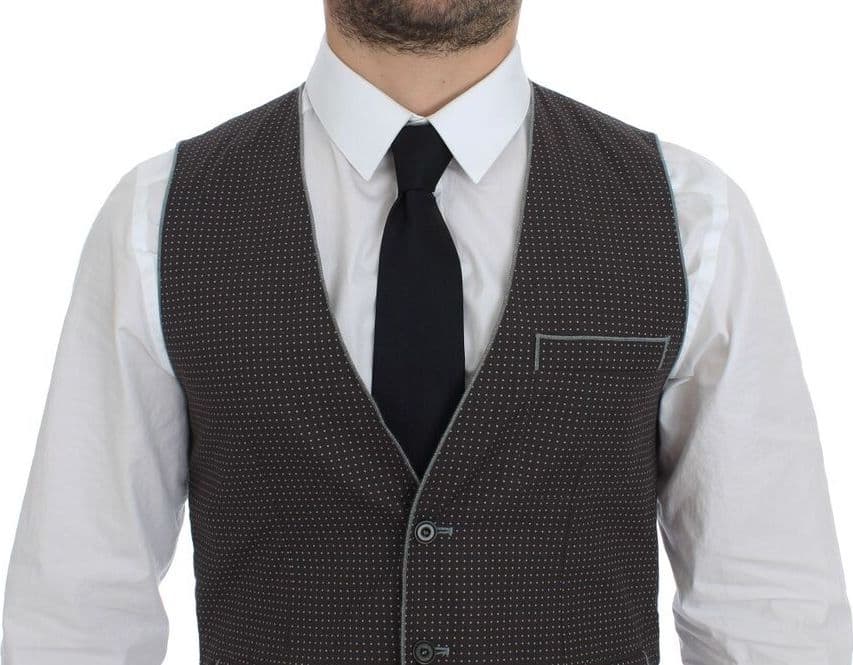 Gray Polka Dot Dress Vest Gilet Weste - 7