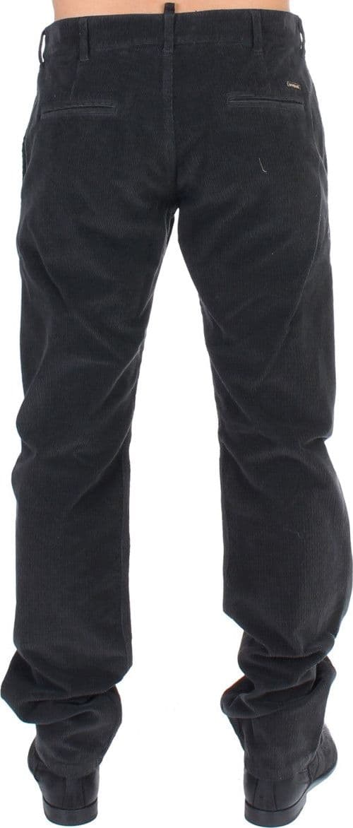Black Corduroy Cotton Straight Fit Pants - 3