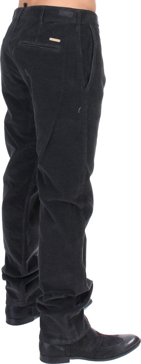 Black Corduroy Cotton Straight Fit Pants - 4
