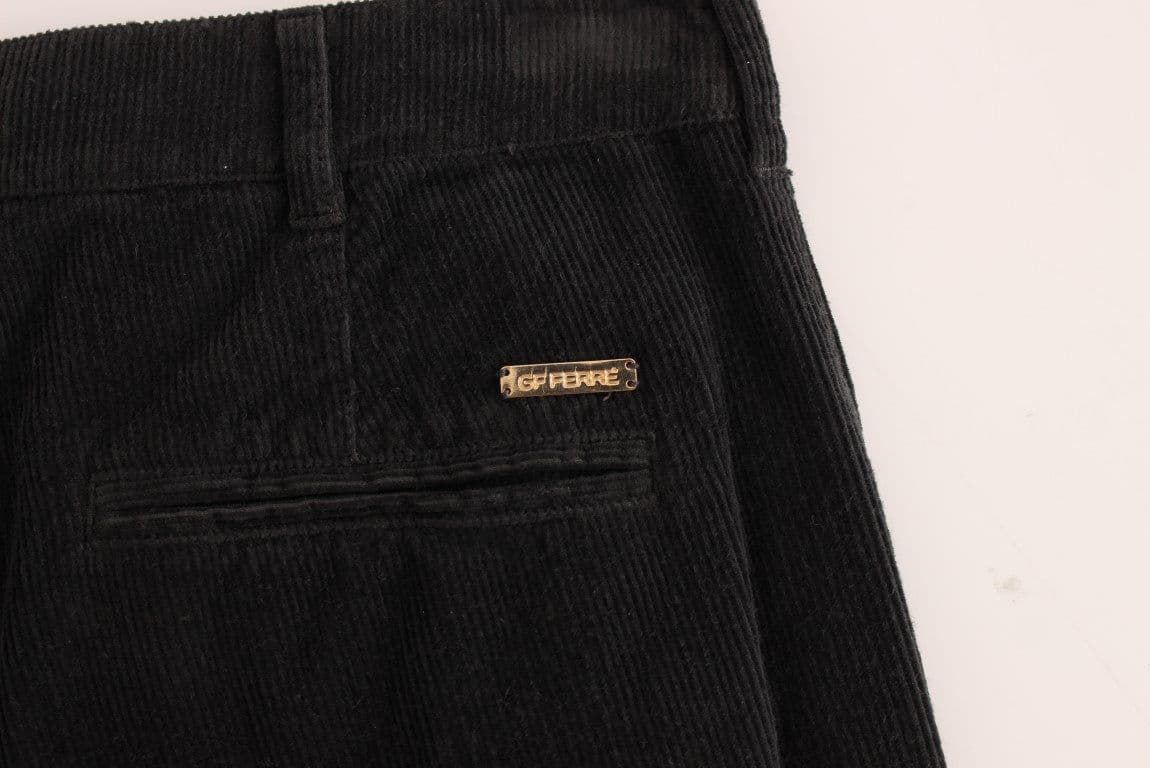 Black Corduroy Cotton Straight Fit Pants - 6