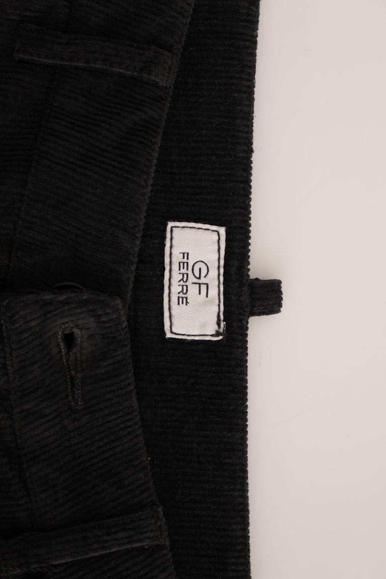 Black Corduroy Cotton Straight Fit Pants - 7