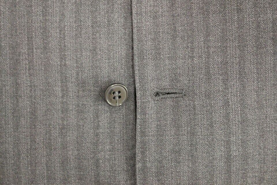 Gray Striped Wool Single Breasted Vest - 3