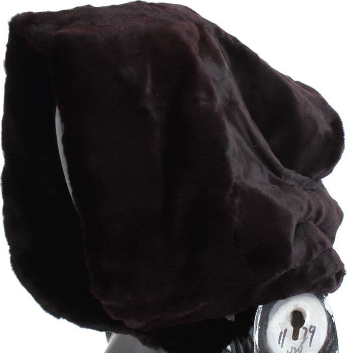 Purple Weasel Fur Crochet Hood Scarf Hat - 2