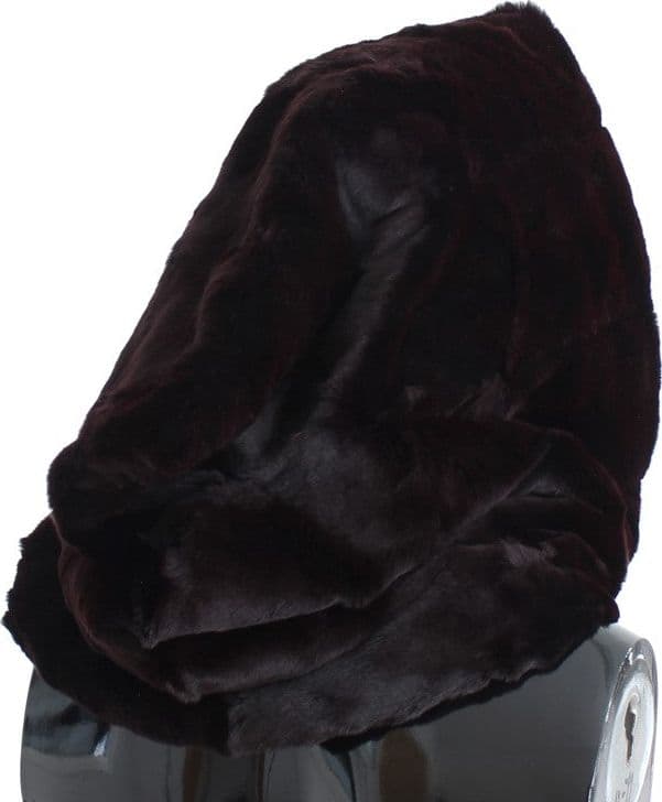 Purple Weasel Fur Crochet Hood Scarf Hat - 4