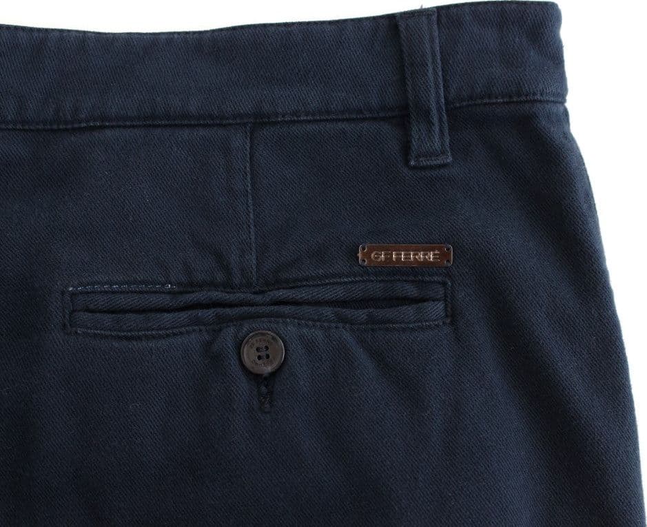 Blue Stretch Straight Fit Pants Chinos - 4