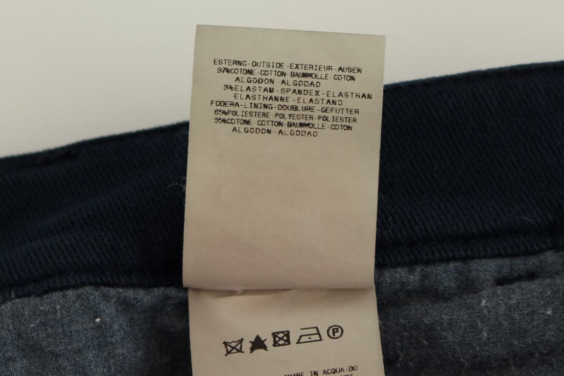 Blue Stretch Straight Fit Pants Chinos - 7