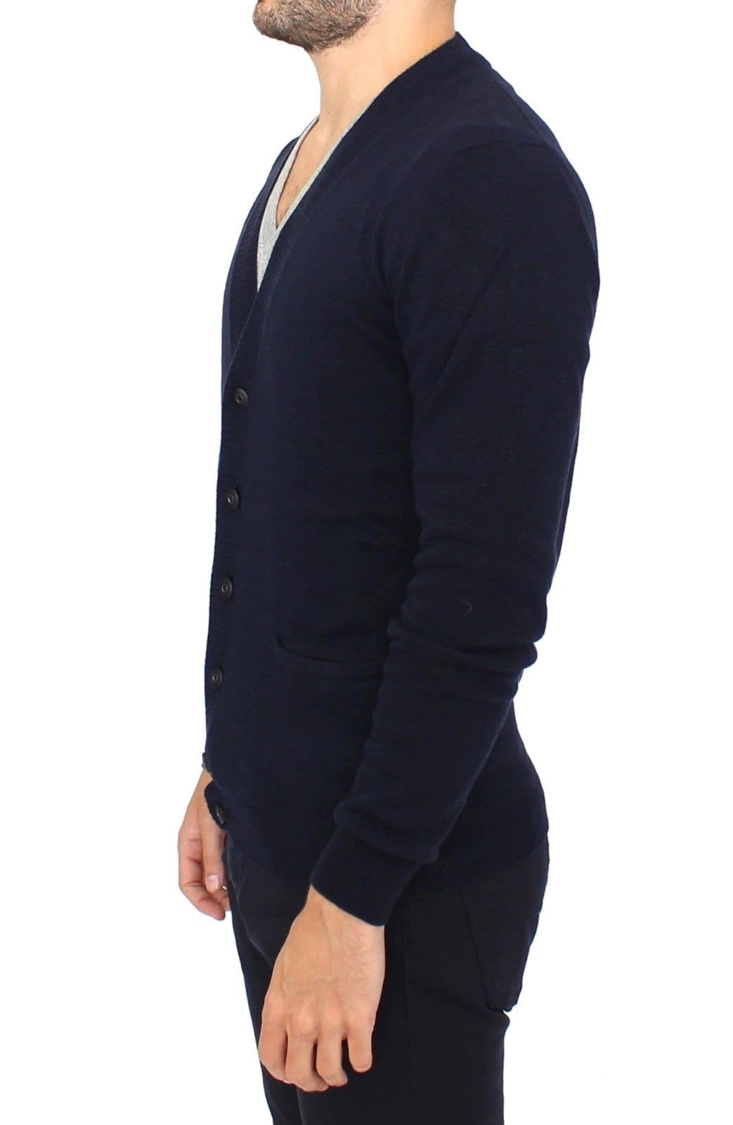 Blue Wool Cashmere Cardigan Pullover Sweater - 2