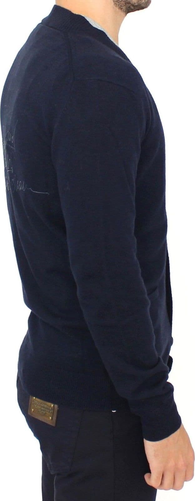 Blue Wool Cashmere Cardigan Pullover Sweater - 4