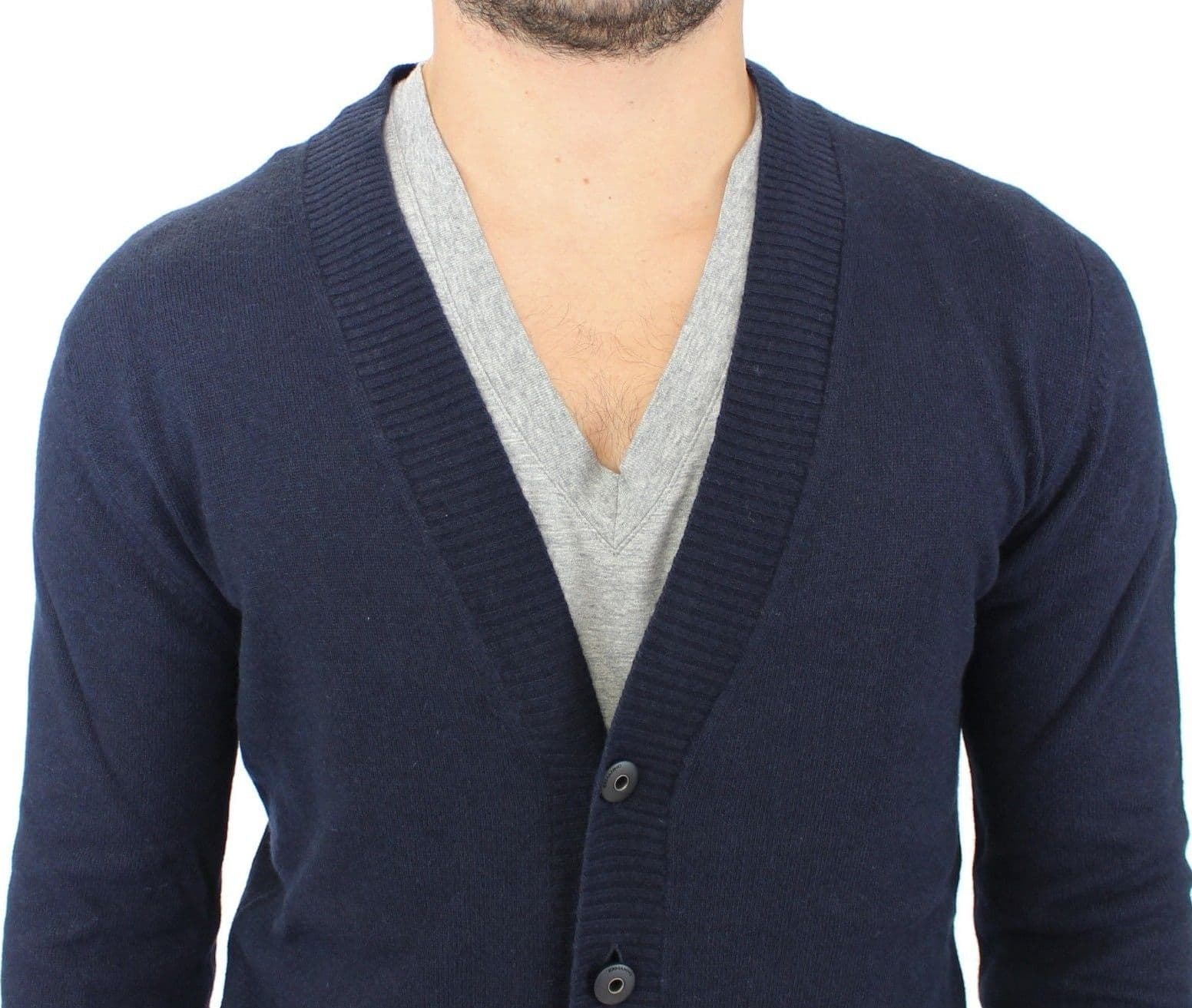 Blue Wool Cashmere Cardigan Pullover Sweater - 5