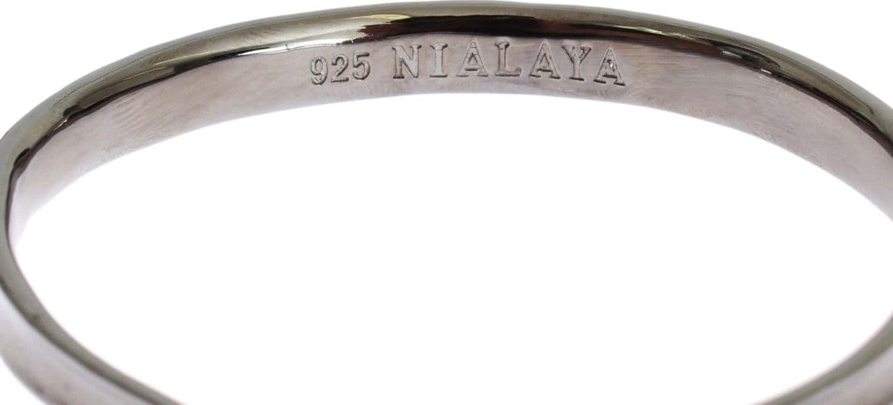Gray Rhodium 925 Silver Bangle Bracelet - 2