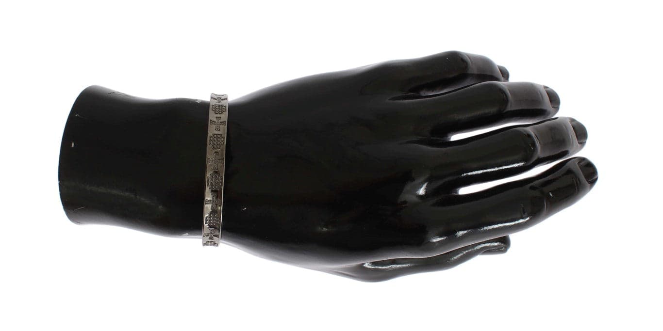 Gray Rhodium 925 Silver Bangle Bracelet - 6