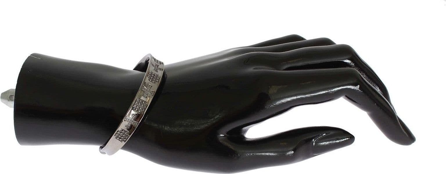 Gray Rhodium 925 Silver Bangle Bracelet - 7