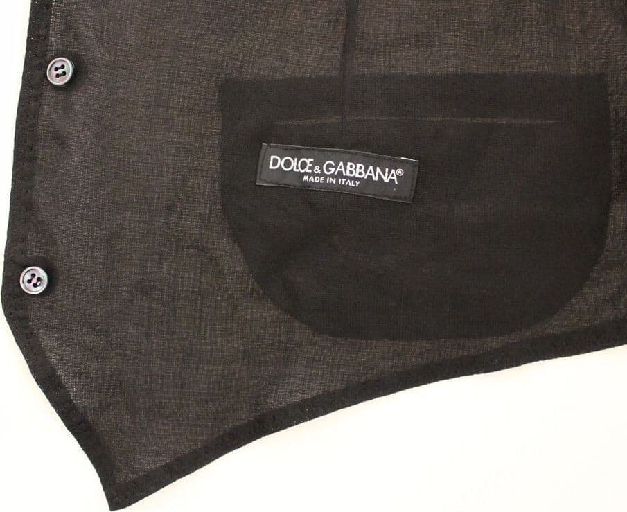 Black Wool Formal Dress Vest Gilet Jacket - 3