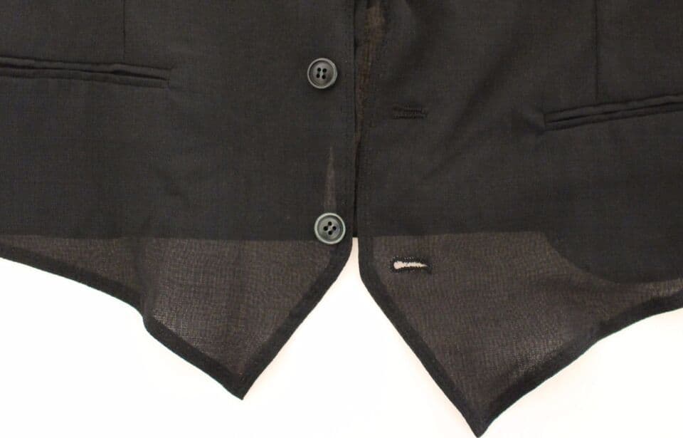 Black Wool Formal Dress Vest Gilet Jacket - 4