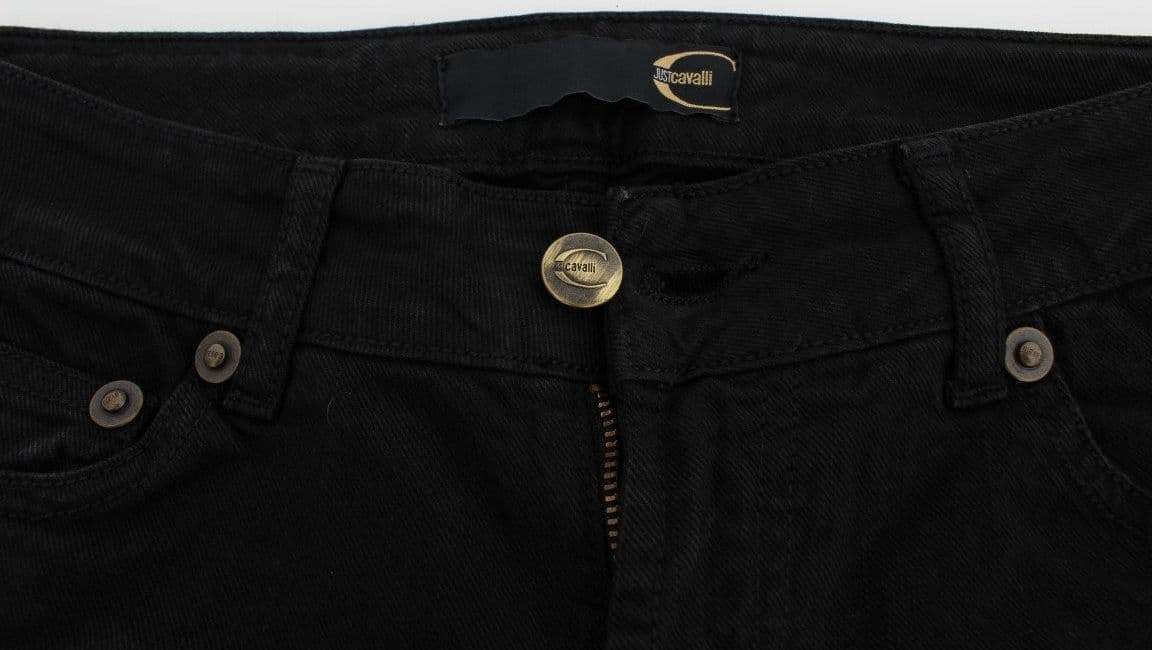 Black Cotton Stretch Slim Skinny Fit Jeans - 5