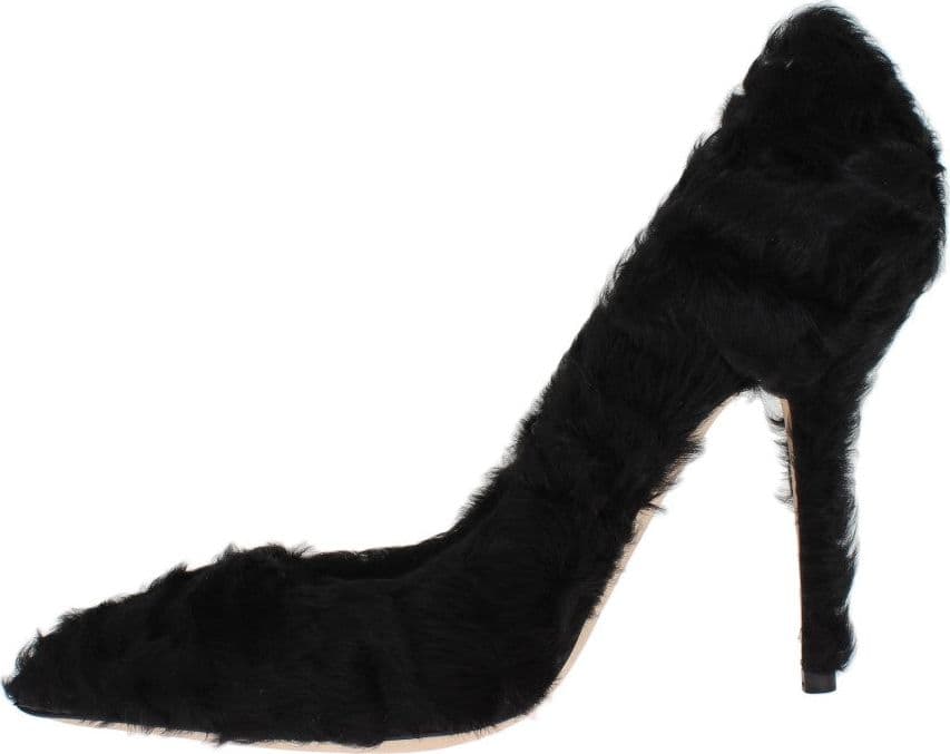 Black Xiangao Lamb Fur Leather Pumps - 2