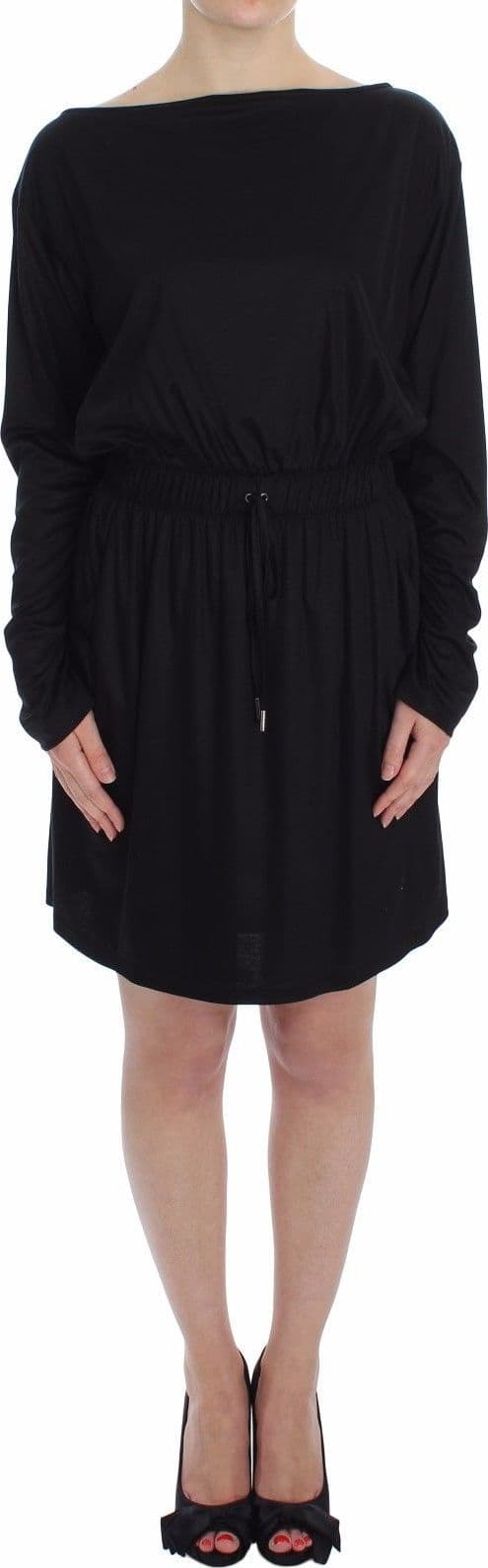 Black Modal Silk Shift Knee Dress - 2