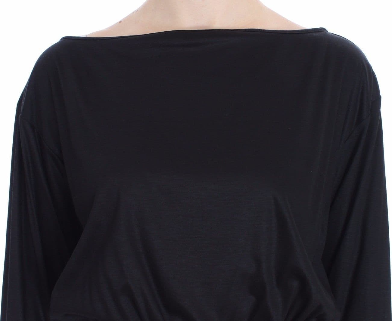 Black Modal Silk Shift Knee Dress - 6