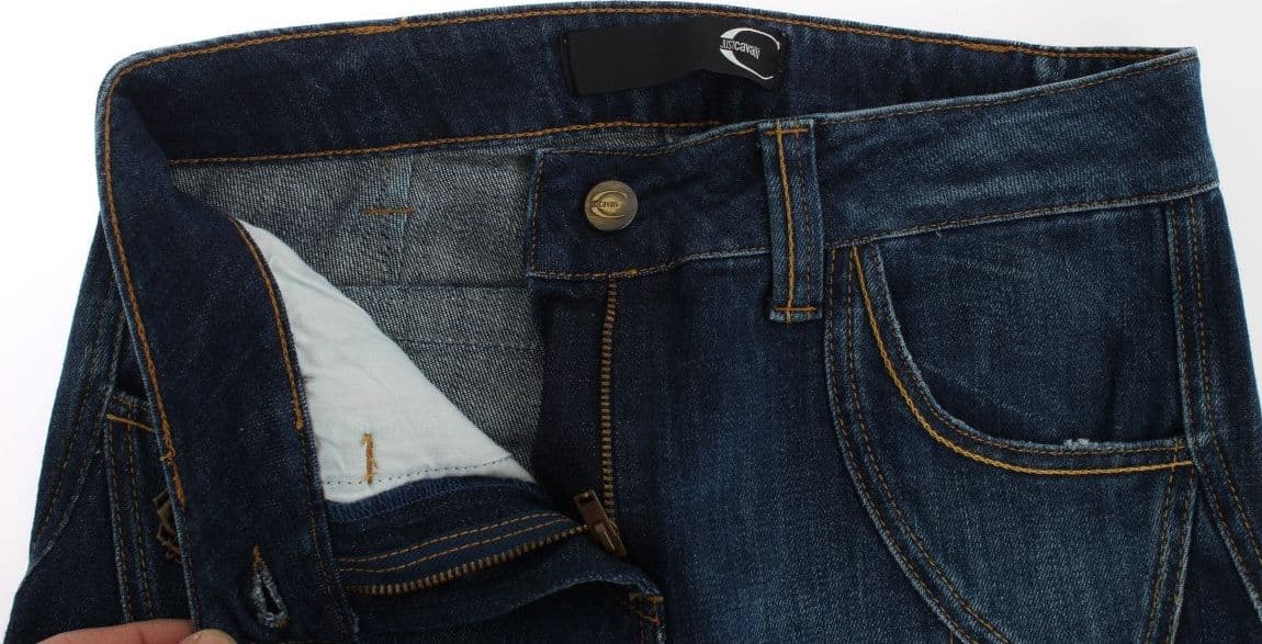 Blue Cotton Stretch Low Waist Jeans - 4