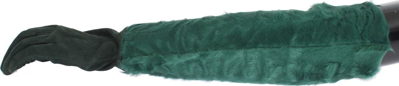 Green Leather Xiangao Fur Elbow Gloves - 2