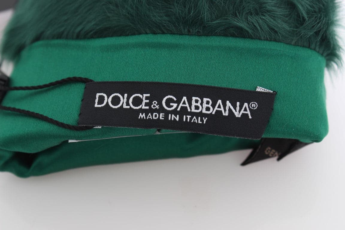 Green Leather Xiangao Fur Elbow Gloves - 5