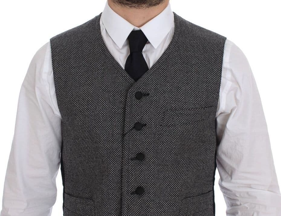 Gray Cotton Blend Logo Vest Gilet Weste - 6