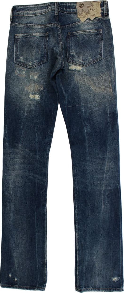 Blue Wash Torn Cotton Straight Fit Jeans - 2