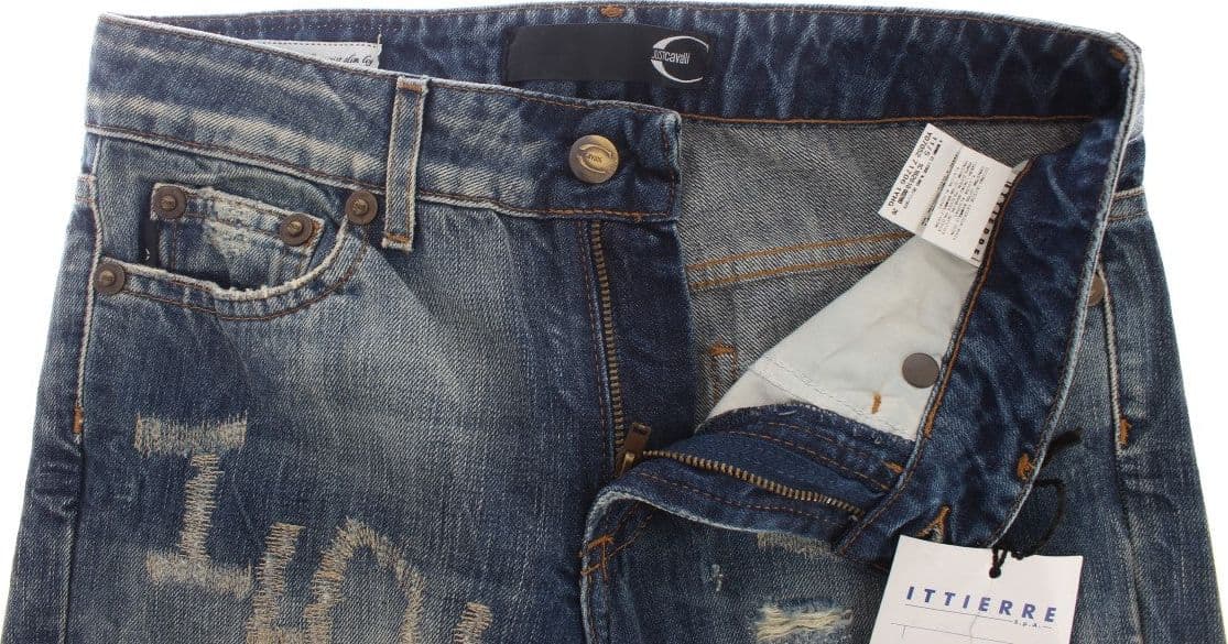Blue Wash Torn Cotton Straight Fit Jeans - 3