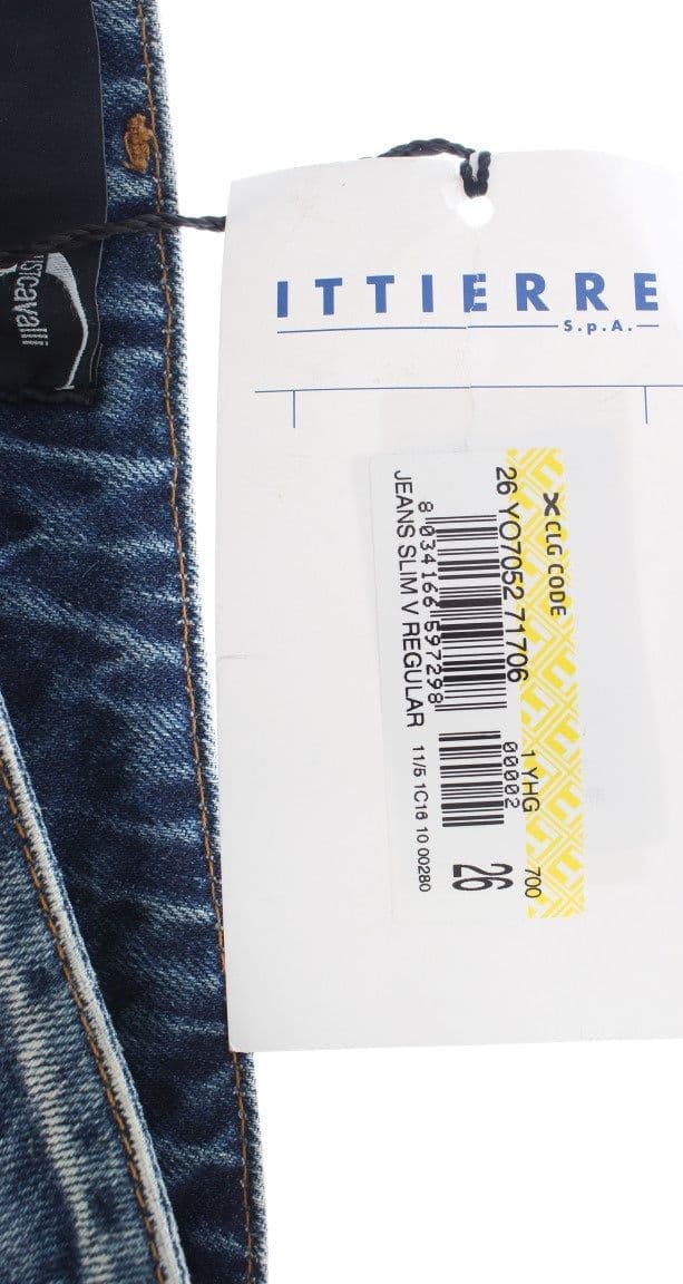 Blue Wash Torn Cotton Straight Fit Jeans - 7
