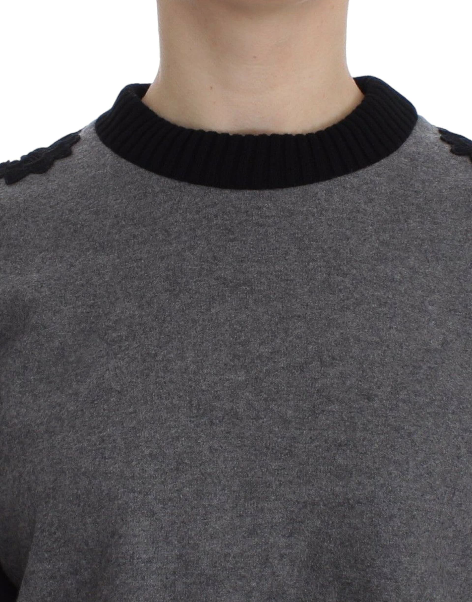 Gray Black Lace Wool Cashmere Sweater - 4