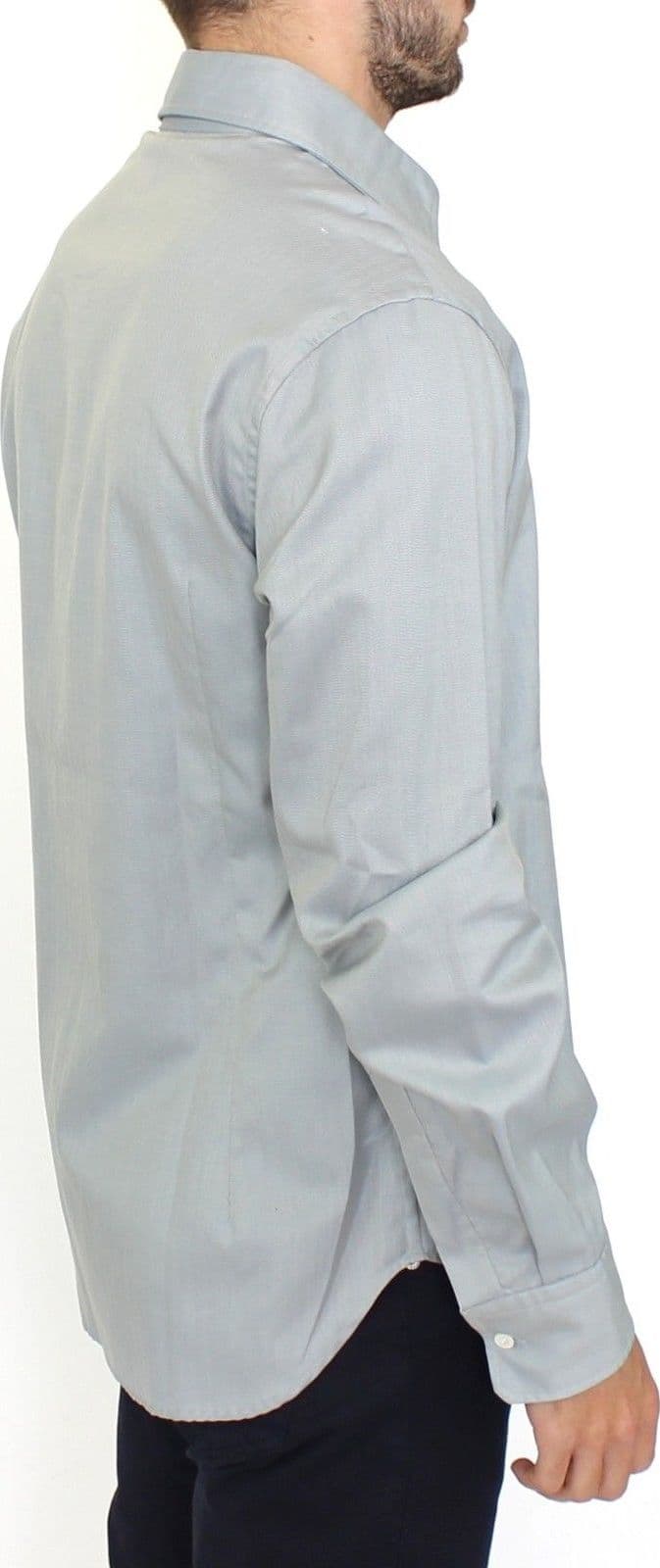 Gray Cotton Long Sleeve Casual Shirt Top - 4