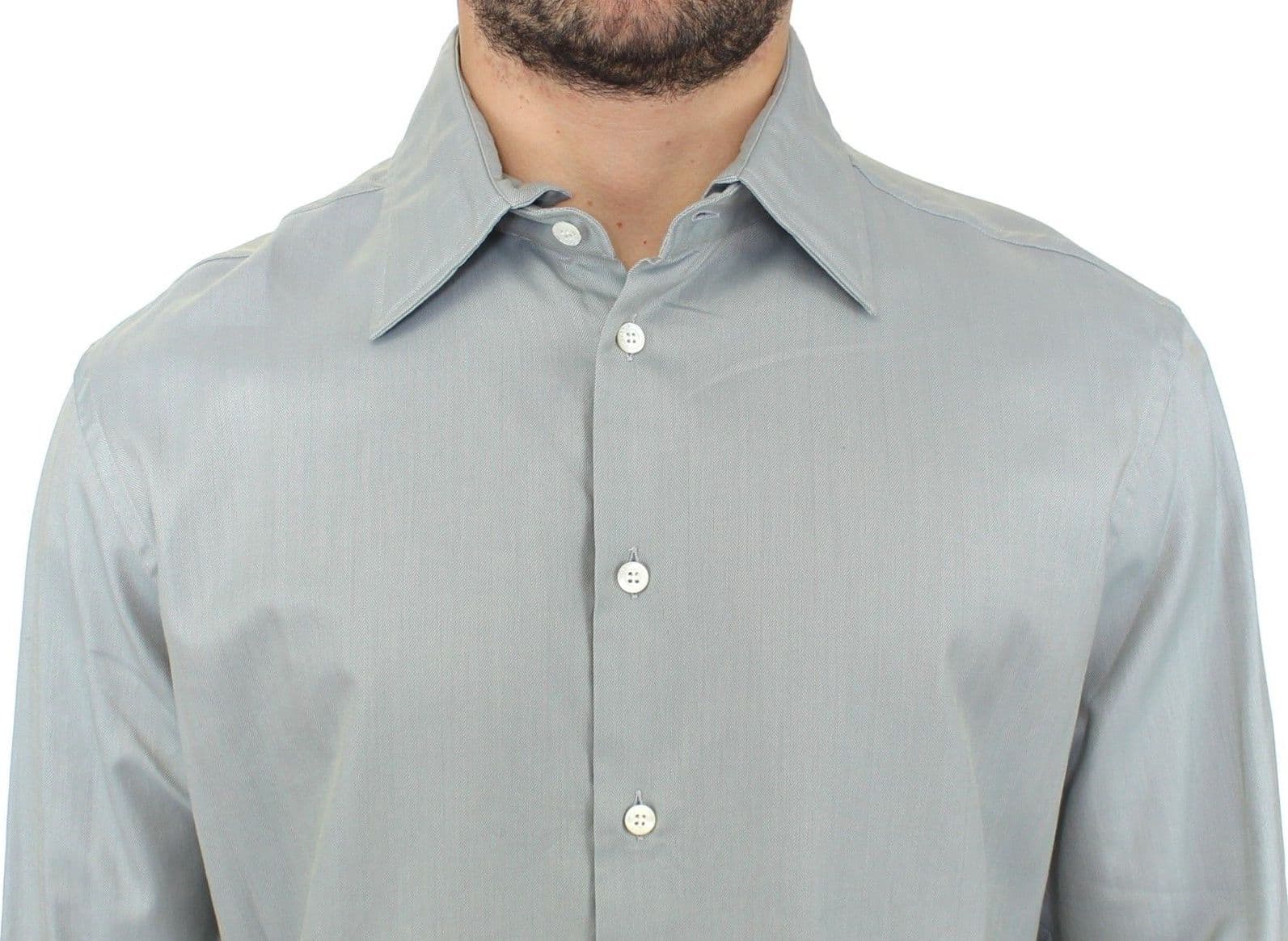 Gray Cotton Long Sleeve Casual Shirt Top - 5