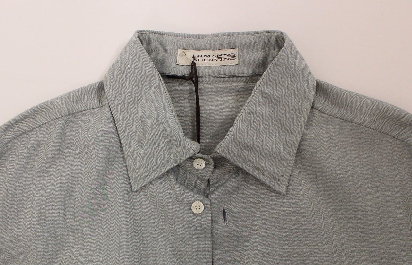Gray Cotton Long Sleeve Casual Shirt Top - 6