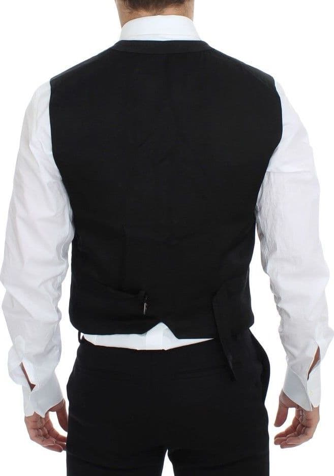 Black Cotton Blend Dress Vest Gilet - 6