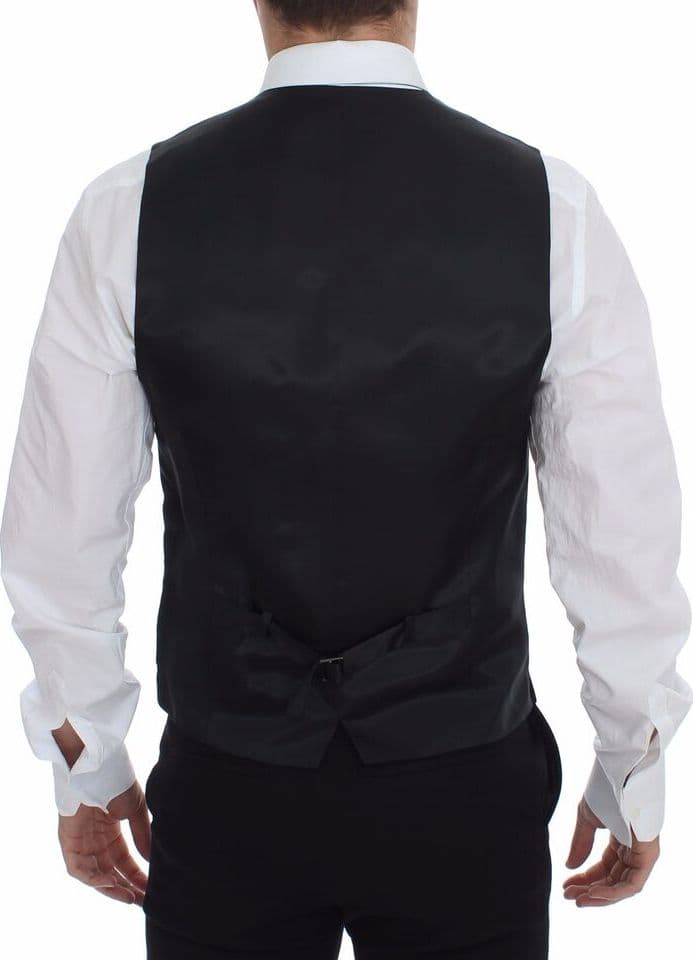 Gray Striped Wool Logo Vest Gilet Weste - 2
