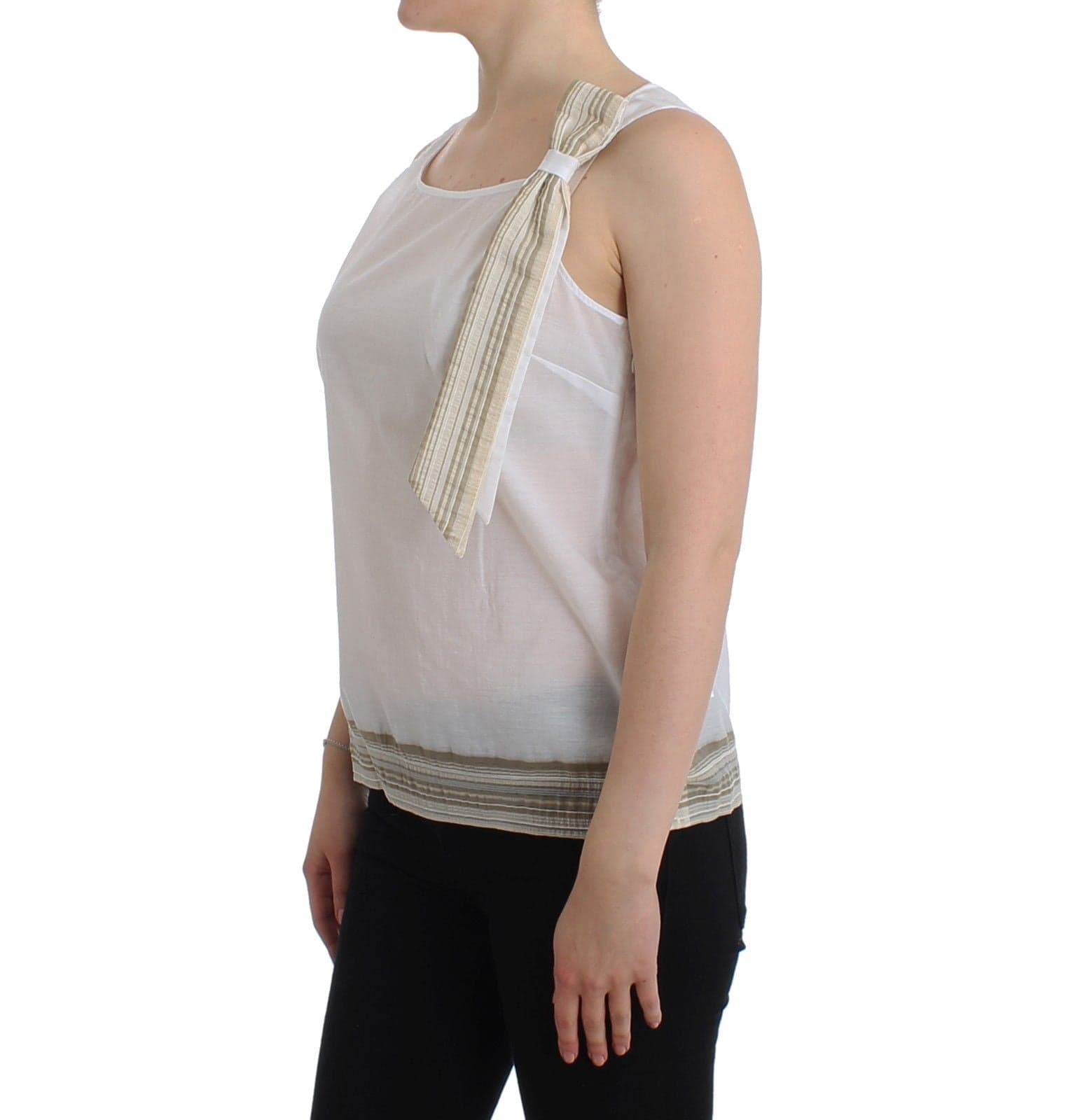 White Top Blouse Tank Shirt Sleeveless - 2