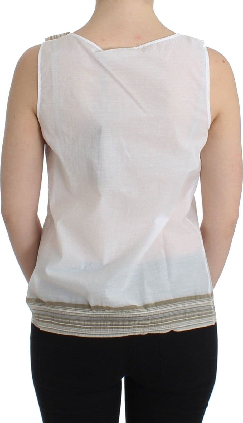 White Top Blouse Tank Shirt Sleeveless - 3