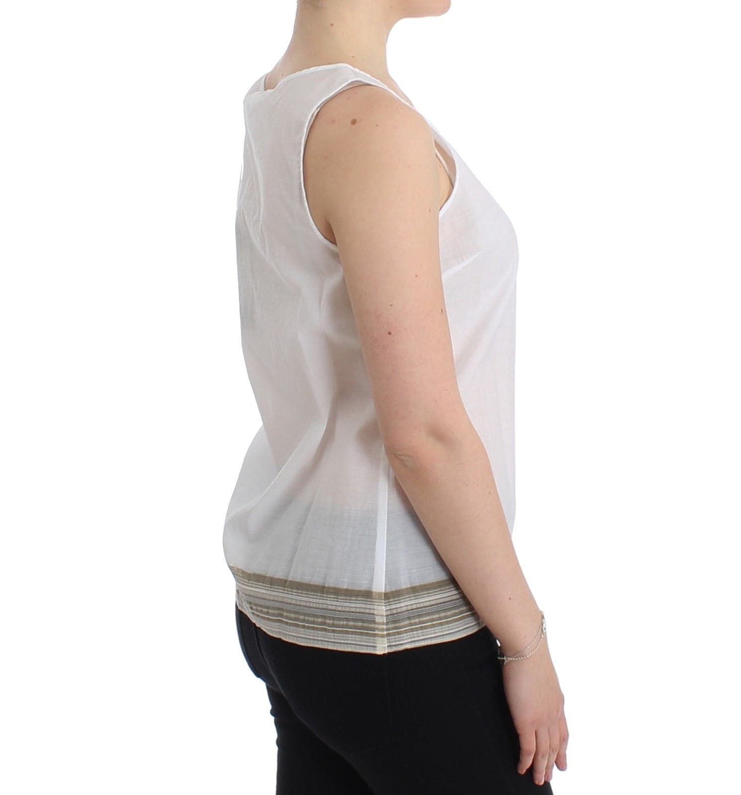 White Top Blouse Tank Shirt Sleeveless - 4