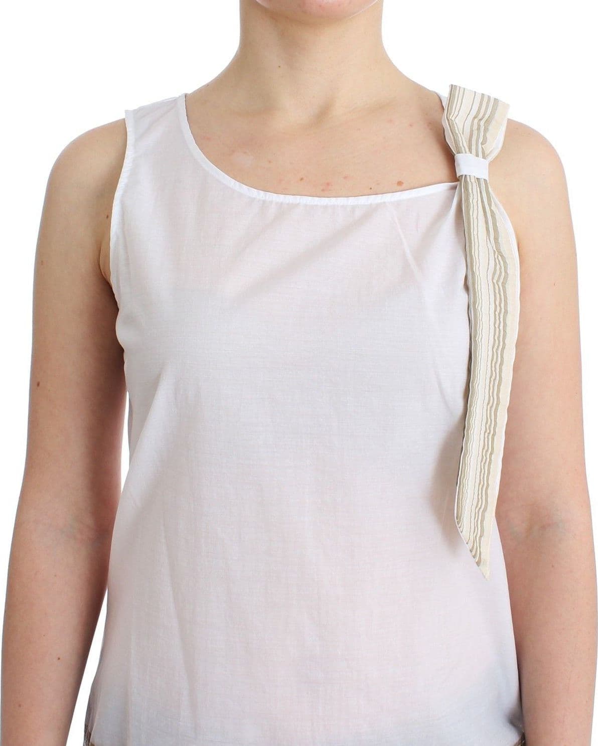 White Top Blouse Tank Shirt Sleeveless - 5