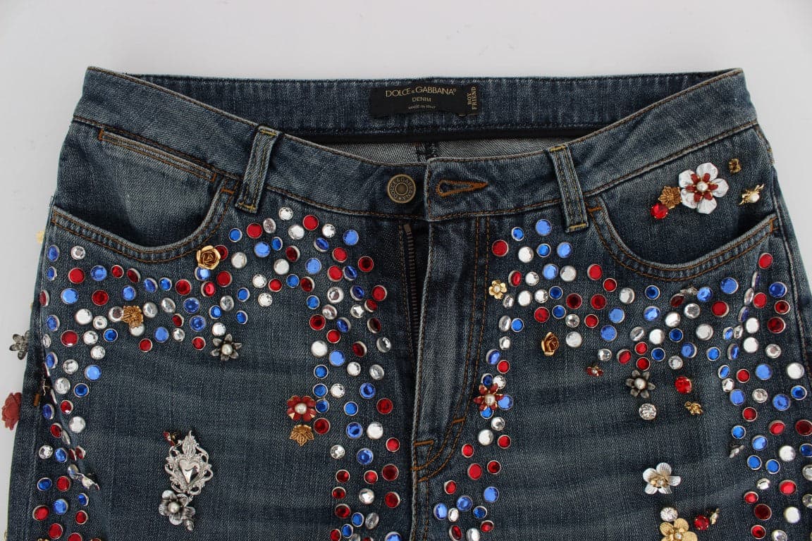 Crystal Roses Heart Embellished Jeans - 5