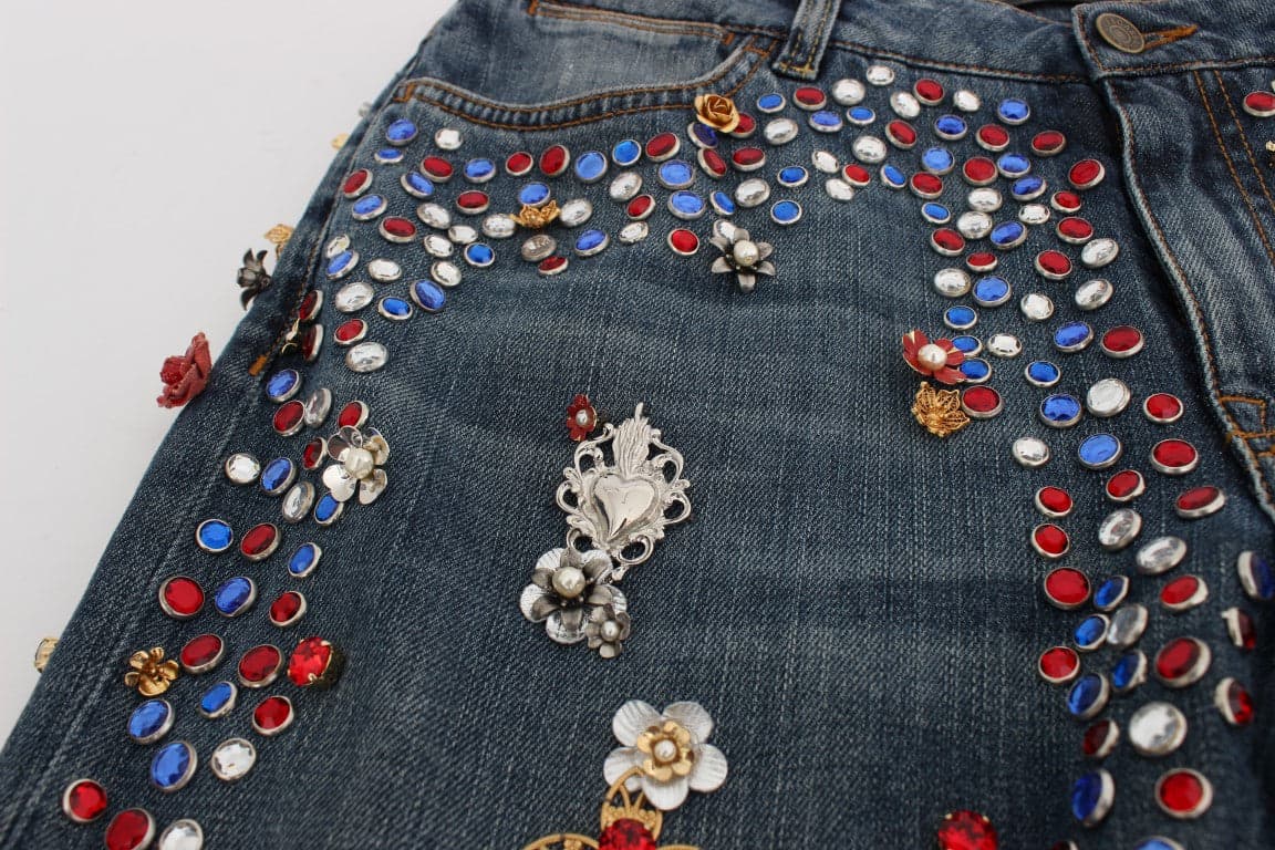 Crystal Roses Heart Embellished Jeans - 8